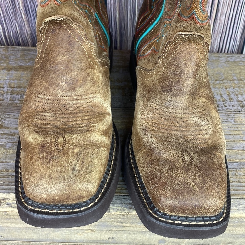Woman’s Justin Gypsy Brown & Blue Cowgirl Boots- Size 6.5 - Picture 4 of 12